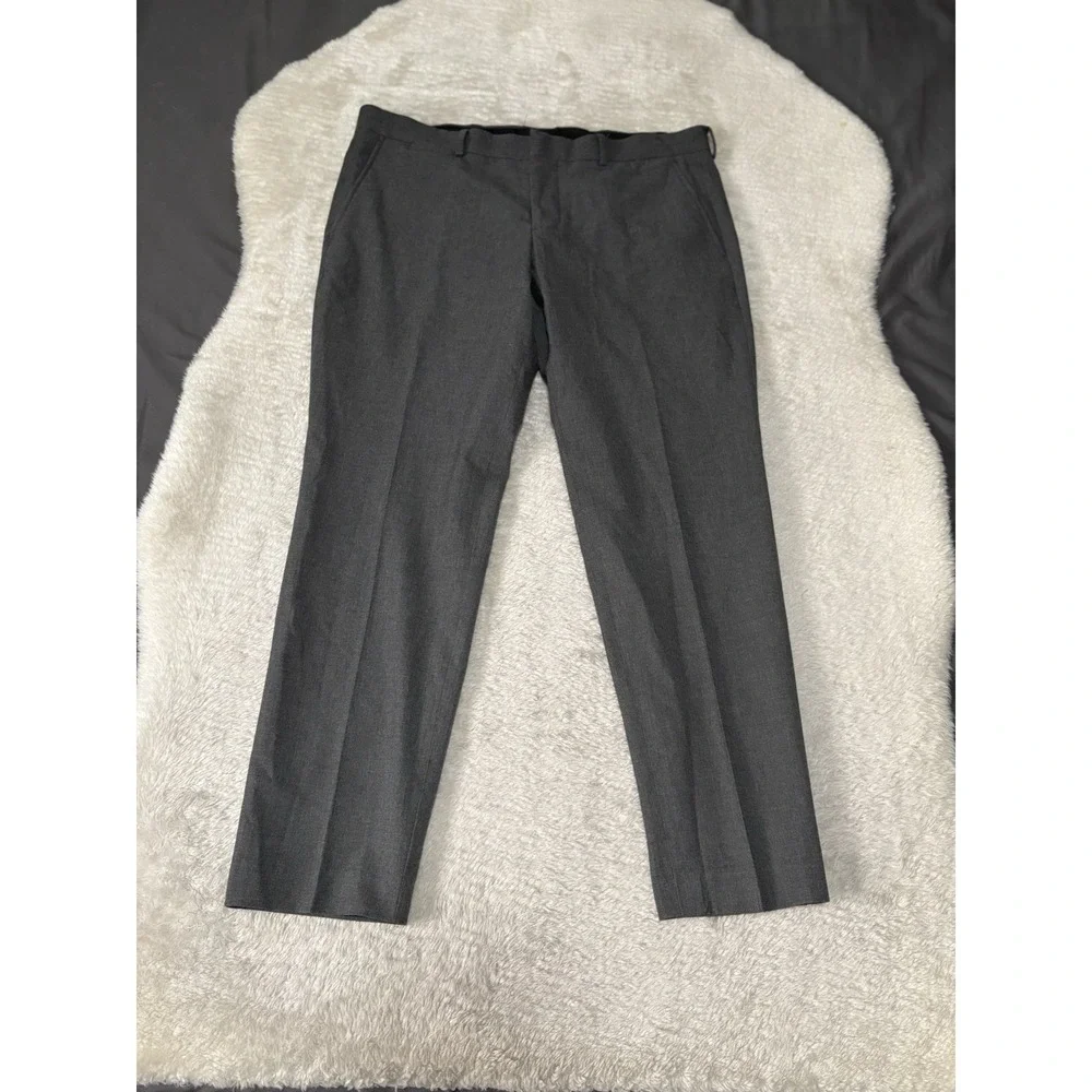 JF J. Ferrar 44R 2PC Suit Blazer Men Pants 36 x 29 Slim Gray‎ Poly Blend